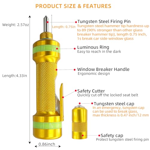 Car Window Breaker Tool (Gold)