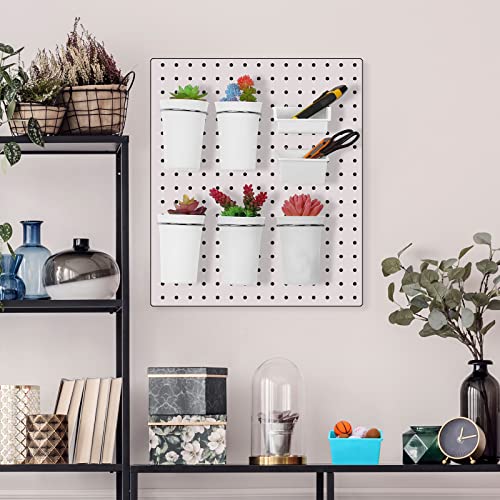 20 Pcs Pegboard Bins and Cups with Hooks and Loops Peg Assortment Organizer Accessories Various Tool Organizer Pegboard Baskets Set for Garage Workshop Workbench Office (White)