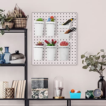 20 Pcs Pegboard Bins and Cups with Hooks and Loops Peg Assortment Organizer Accessories Various Tool Organizer Pegboard Baskets Set for Garage Workshop Workbench Office (White)