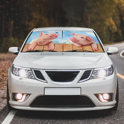 Cute Pig Car Windshield Sunshade Umbrella Car Foldable Umbrella Sunshade for Front Window UV Reflector Auto Windshield Umbrella Sun Shades Cover for Most Vehicles 57'' X 30'' (57'' X 30'' / style-AB30)