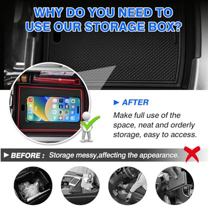 Center Console Organizer for 2025 Tucson Limited Accessories Armrest Storage Box Secondary Insert Tray with 2 Color Mats (2025 Hyundai Tucson)