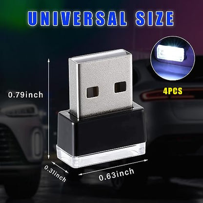 4 PCS USB LED Car Interior Atmosphere Lamp (White)