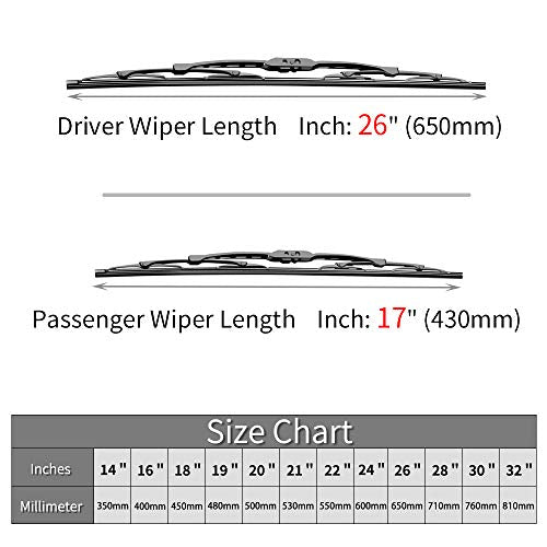 Replacement for Nissan Sentra Windshield Wiper Blades (26"+17"(U/J Hook))