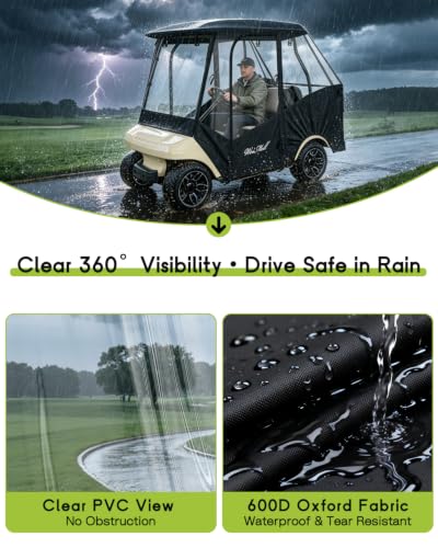 4 Passenger Golf Cart Enclosure for Club Car DS Short Roof (for Club Car DS 4 Passenger Short Roof / Black)