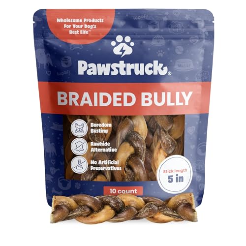 Natural 5” Braided Bully Sticks for Dogs (5" / 10 Count (Pack of 1))