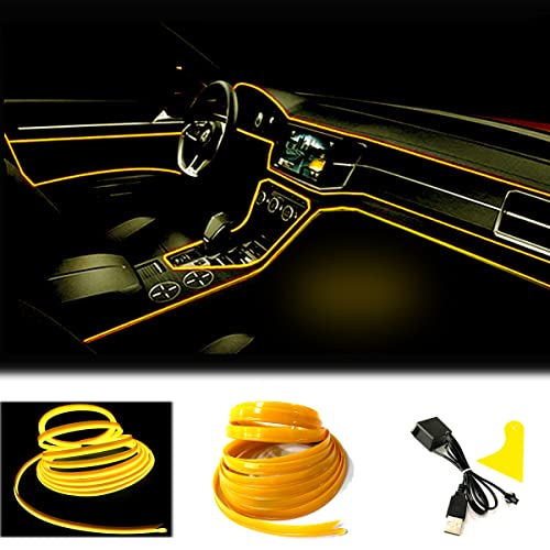 El Wire Yellow Interior Car LED Strip Lights (Yellow / 5 M)