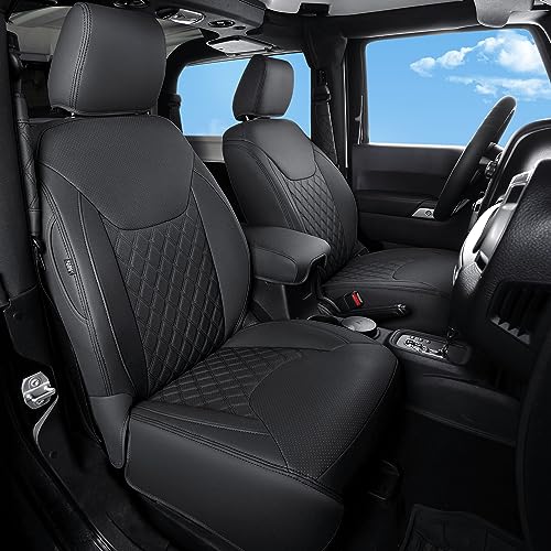 Wrangler JK Seat Covers Custom Fit for Jeep Wrangler (Black / 13-17 JK 2/4 Door Front)