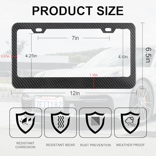 Carbon Fiber License Plate Frames (2-H CF TN-BW)