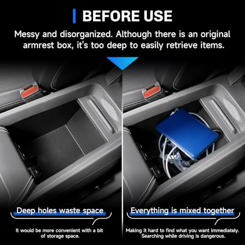 for 2025 2026 Ford Mustang Mach E Center Console Organizer for 2026 Mustang Mach E Accessories [Silicone Under Armrest Tray] for 2025 2026 Mach E Console Organizer Armrest Console Tray