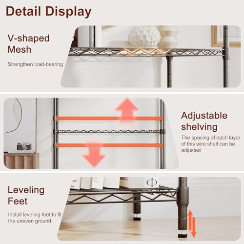 4 Tier Wire Shelf (Black / 36"D x 14"W x 54"H)