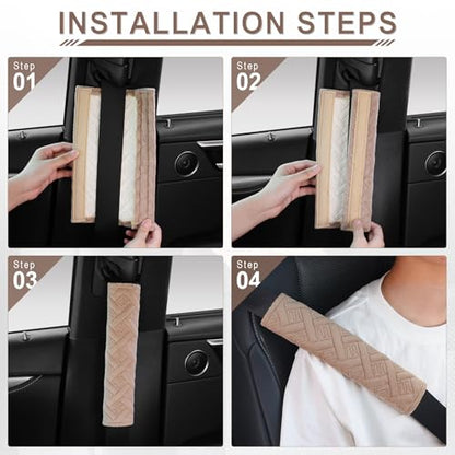2 Pack Universal Car Seat Belt Pads Cover for A More Comfortable Driving (khaki)