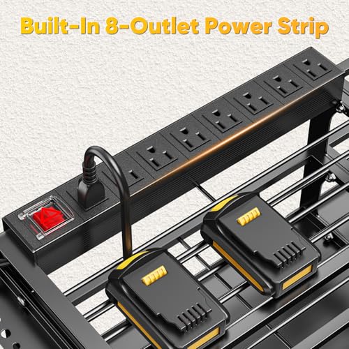 Power Tool Organizer Wall Mount with Charging Station (Black / 49" W)