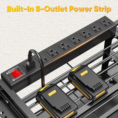 Power Tool Organizer Wall Mount with Charging Station (Black / 49" W)