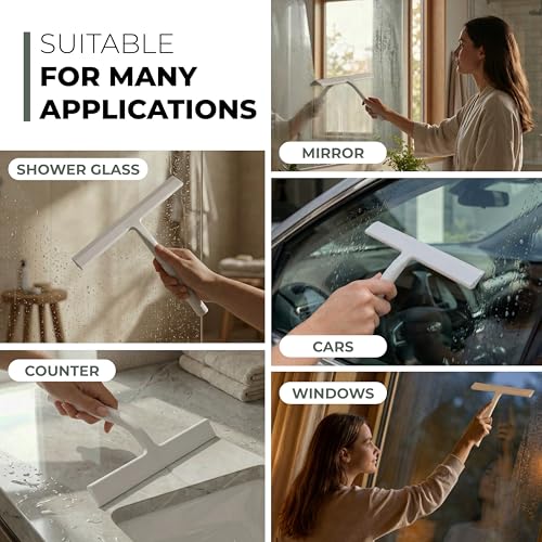 Silicone Shower Squeegee with 3 (White / 9 Inches)