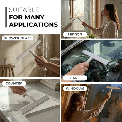 Silicone Shower Squeegee with 3 (White / 9 Inches)