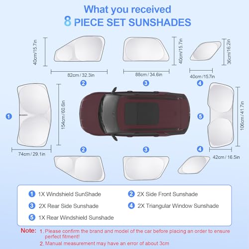 8pcs Car Window Shades for Ford Explorer SUV 2011 (for Ford Explorer SUV2011-2019)