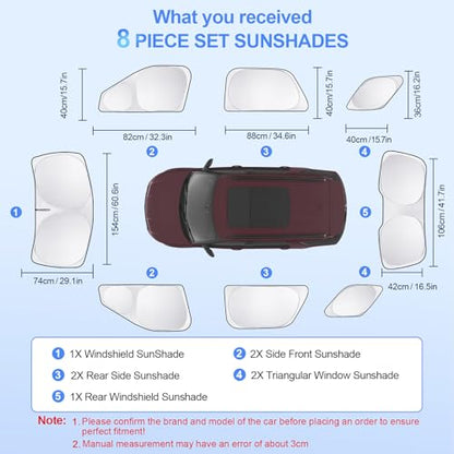 8pcs Car Window Shades for Ford Explorer SUV 2011 (for Ford Explorer SUV2011-2019)