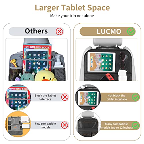 Car Backseat Organizer with Foldable Tablet Holder (Black-2 / 1 Pack with Food Tray)
