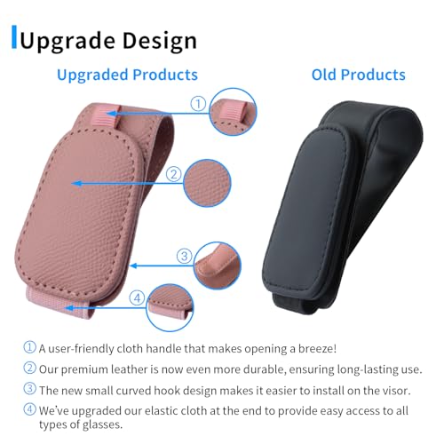 2 Packs Magnetic Sunglass Holder for Car Visor (Pink / 2pcs)