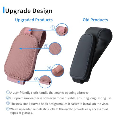 2 Packs Magnetic Sunglass Holder for Car Visor (Pink / 2pcs)