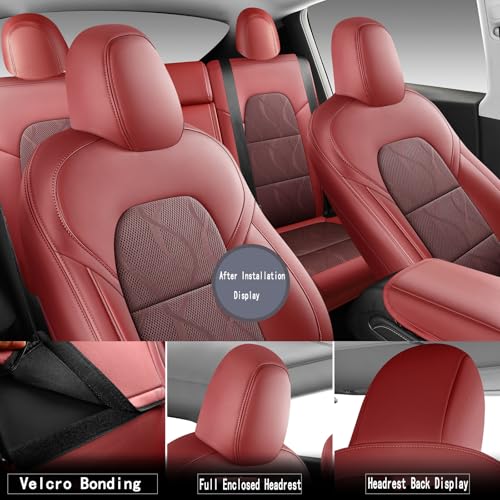 Tesla Model Y Seat Cover Full Set (Wine Red)