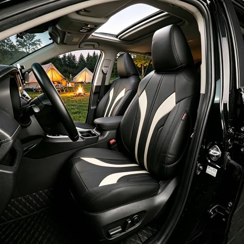 Camry Car Seat Covers Custom Fit for Toyota 2025 2026 Camry (Leatherette(Black/Beige) / 2025-2026 Camry Hybrid (Le Se))