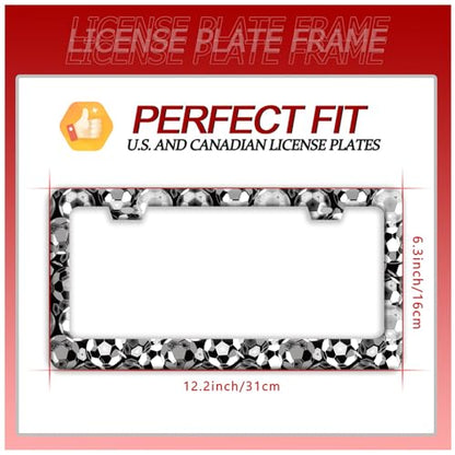 Soccer Ball License Plate Frame Stainless Steel Funny Sports License Holder (Funny Soccer Balls)