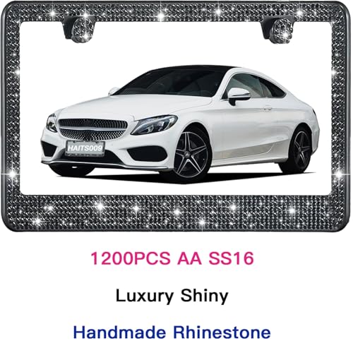 2 Pack License Plate Frames for Women (Black (2PCS))