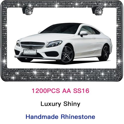 2 Pack License Plate Frames for Women (Black (2PCS))