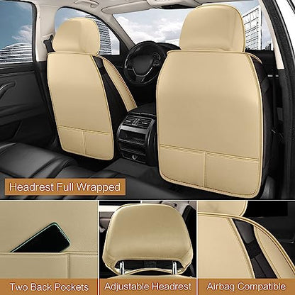 Leather Car Seat Covers Full Set (BEIGE / FULL SET)