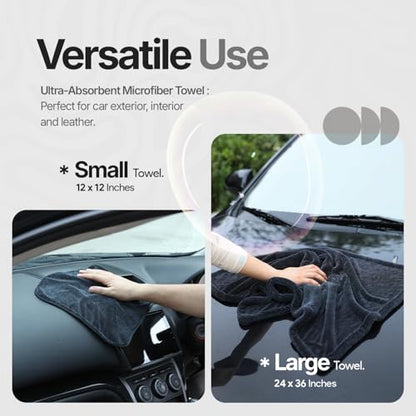 Crystal Clean 1300GSM Microfiber Car Drying Towel (Dark Grey / Pack of 1)