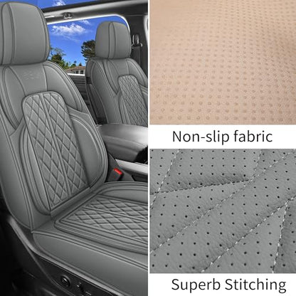 Car Seat Cover Custom Fit for Dodge Ram 1500 2500 3500 2002 (Grey / Full Set (Flat Rear))