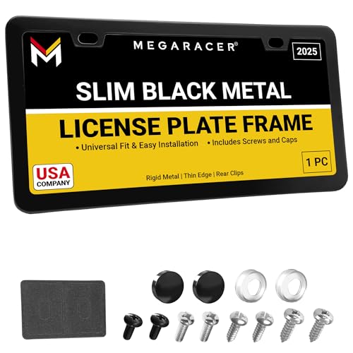 Premium Slim Matte Black License Plate Frame (Black / 1 Piece)