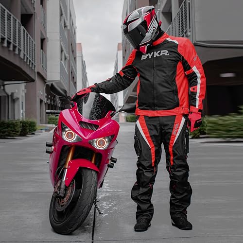 All Weather Motorcycle Gloves for Men & Women (Red / Large)