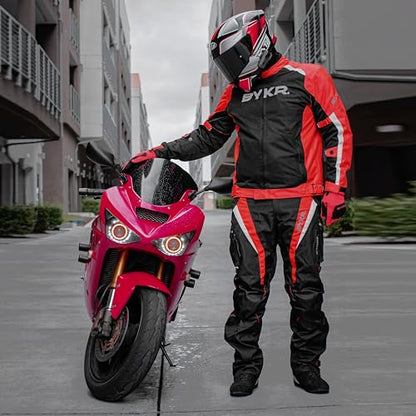 All Weather Motorcycle Gloves for Men & Women (Red / Large)