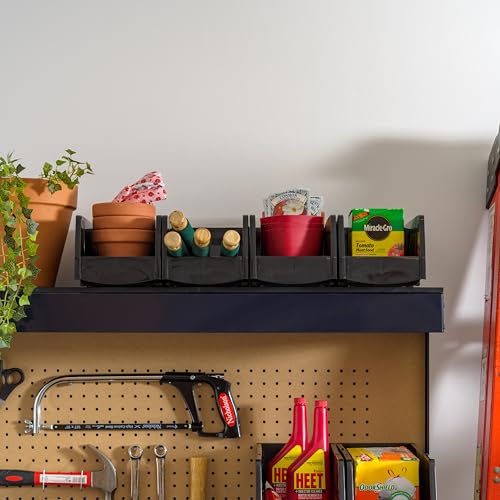 4-Pack, Medium Stackable Storage Bins, Black (Medium - 4 Pack / Black)