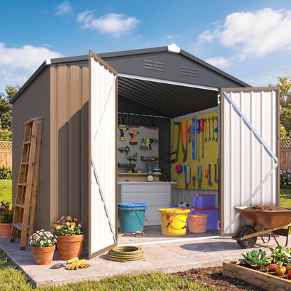 6' x 8' Outdoor Metal Storage Shed (Gray / 6x8)