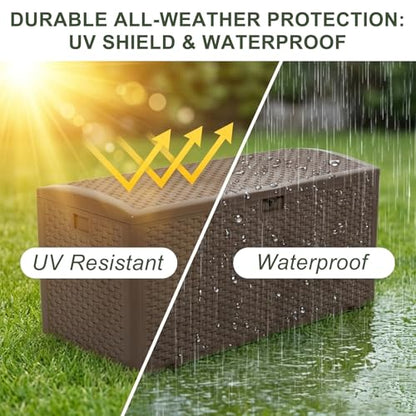 Premium Pro Edition 180 Gallon Lockable Resin Deck Box (Brown / 180 GAL)