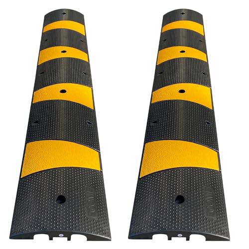 Rubber Speed Bump 6 Feet Rubber Driveway Modular Heavy Duty Speed 72.4 x 12 x 2.4 Inch Cable Protector Ramp for Garage Gravel Roads Asphalt Concrete (2 pack 6ft speed bump)