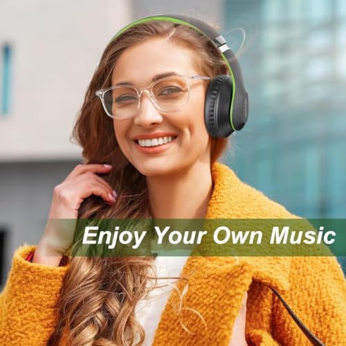 Wireless Bluetooth Headphones Over Ear V6.0 HiFi Stereo with Mic (Green)