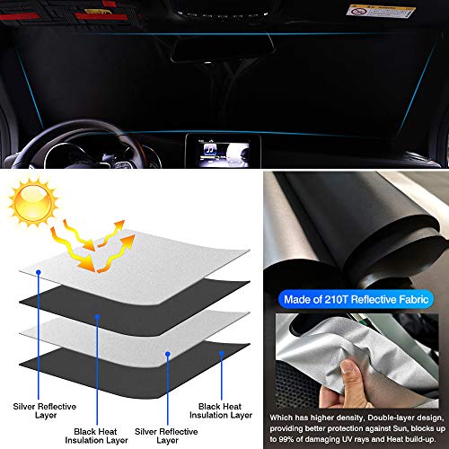 Windshield Sun Shade for Toyota RAV4 2013 2014 2015 2016 2017 2018 Window Accessories Shade Sun Protector Foldable Block UV Rays Keep Car Cooler (FOR | Toyota RAV4 2013-2018)