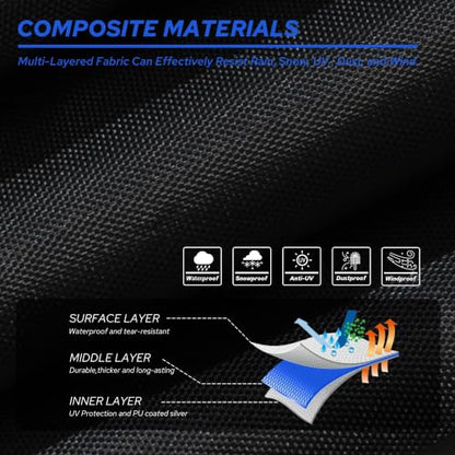 Car Cover Waterproof Compatible with Jeep Wrangler 2 Door (Black-Blue / Jeep Wrangler Cover -2D)