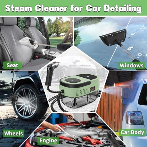 Handheld Steam Cleaner for Home (Light Green / 16PCs)