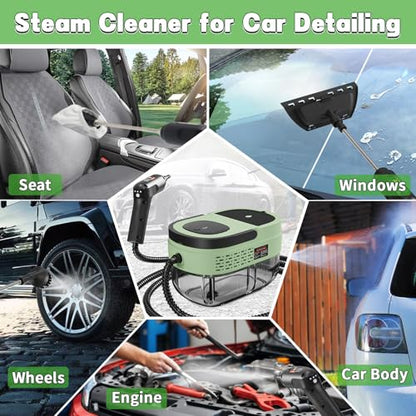 Handheld Steam Cleaner for Home (Light Green / 16PCs)