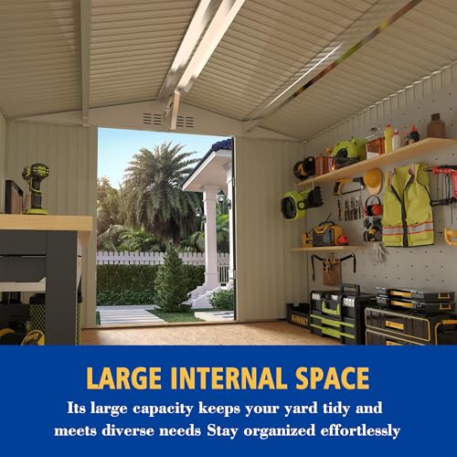 10x8 FT Outdoor Storage Shed with Window (Gray / 10x8ft)