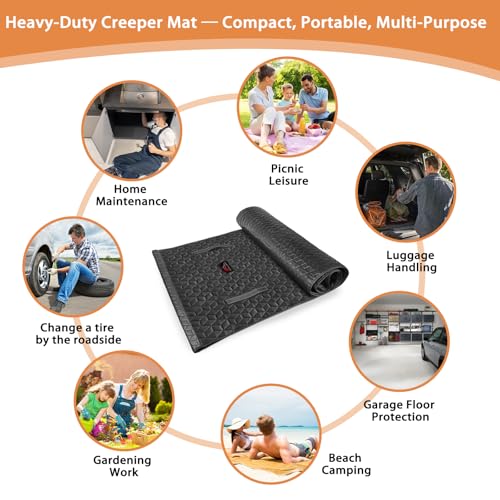 Upgraded Rolling Creeper Mat for Mechanics (Black)