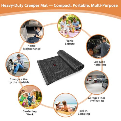 Upgraded Rolling Creeper Mat for Mechanics (Black)