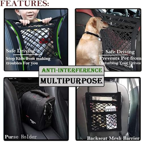 Dog Car Net Barrier with Mesh Organizer (11.7 in × 11.7 in)