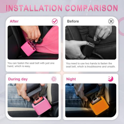2PCS Seat Belt Buckle Holder (Fluorescent Pink)