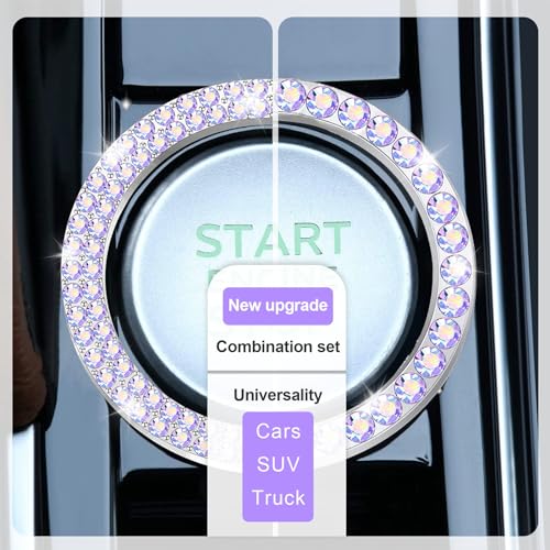 2 PCS Crystal Combinatorial Rhinestone Car Engine Start Decoration Ring (Set Colorful)